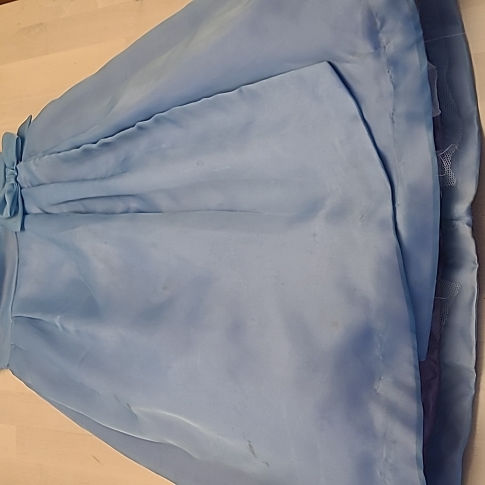 VTG 1950s Handmade Fit n' Flare Layered Blue Short Sleeved Cocktail Dress - Picture 9 of 17